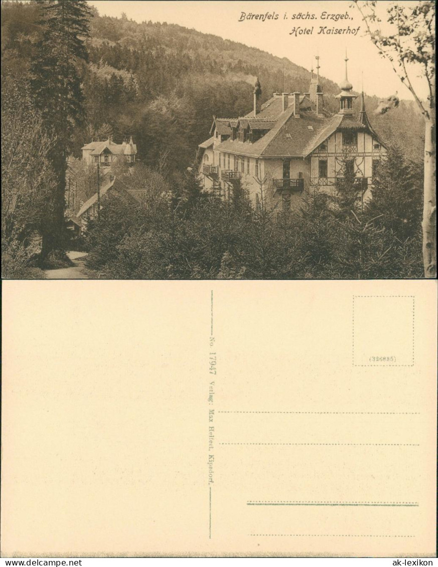 Bärenfels (Erzgebirge)-Altenberg (Erzgebirge) Hotel Kaiserhof 1913  - Altenberg