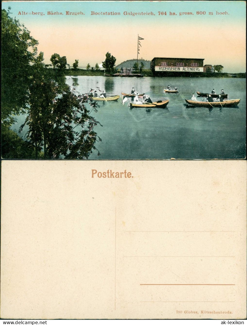 Ansichtskarte Altenberg (Erzgebirge) Ruderverein - Boote - Teich 1913  - Altenberg