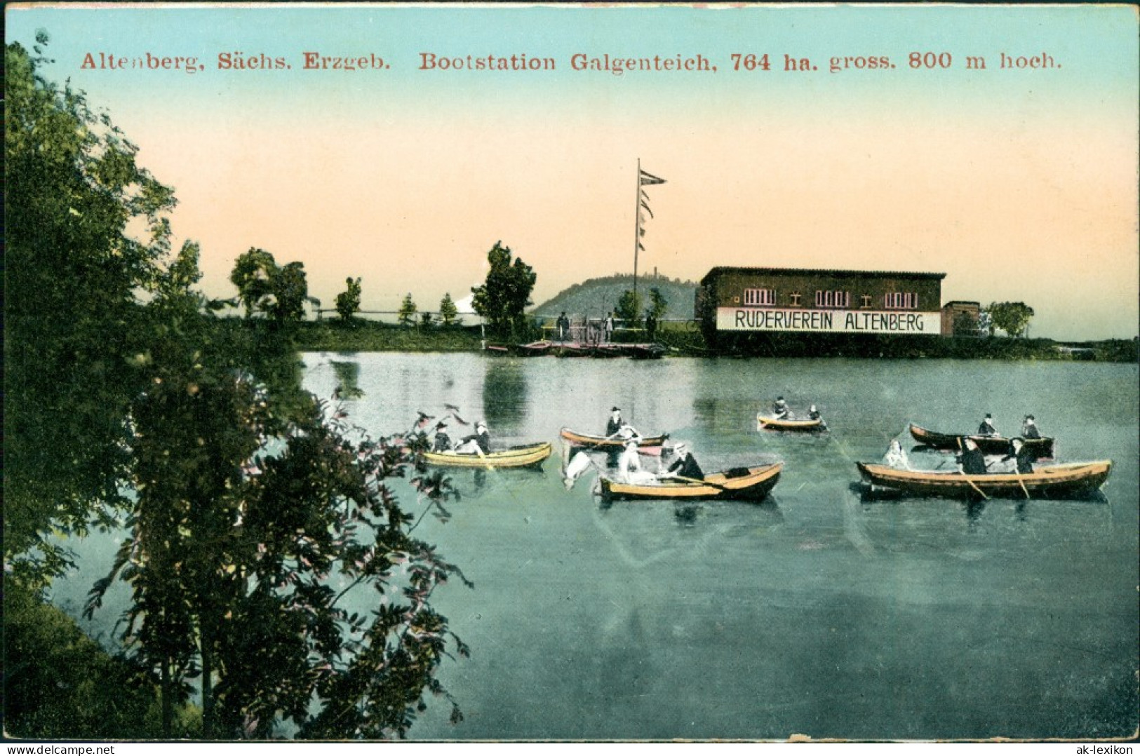 Ansichtskarte Altenberg (Erzgebirge) Ruderverein - Boote - Teich 1913  - Altenberg