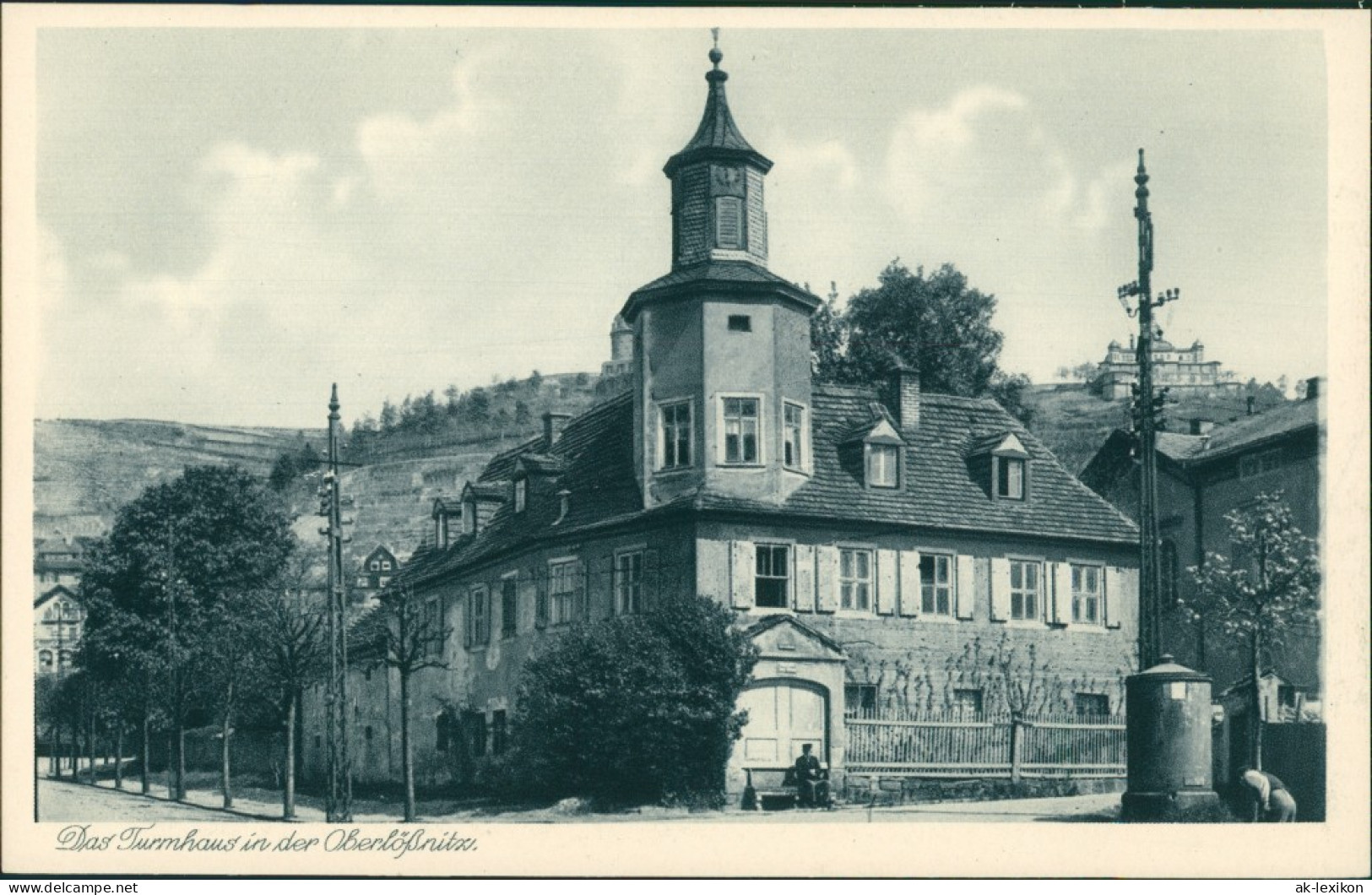 Ansichtskarte Oberlößnitz-Radebeul Straßenpartie - Das Turmhaus 1928 - Radebeul