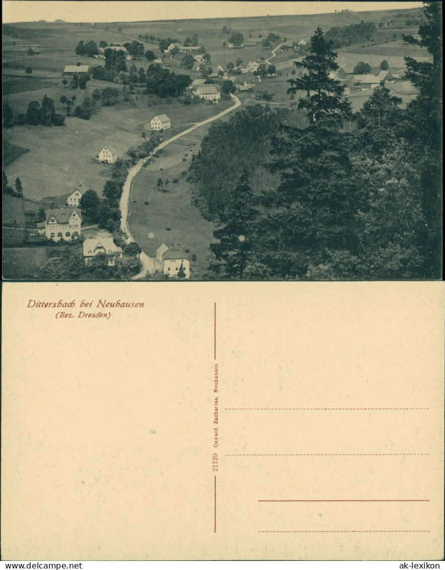 Ansichtskarte Dittersbach-Neuhausen (Erzgebirge) Straßenblick 1918  - Neuhausen (Erzgeb.)