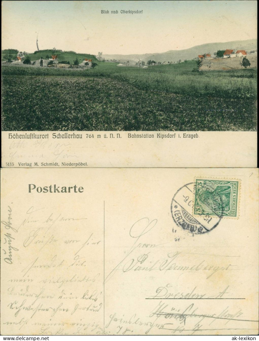 Ansichtskarte Schellerhau-Altenberg (Erzgebirge) Blick Nach Oberkipsdorf 1908  - Schellerhau