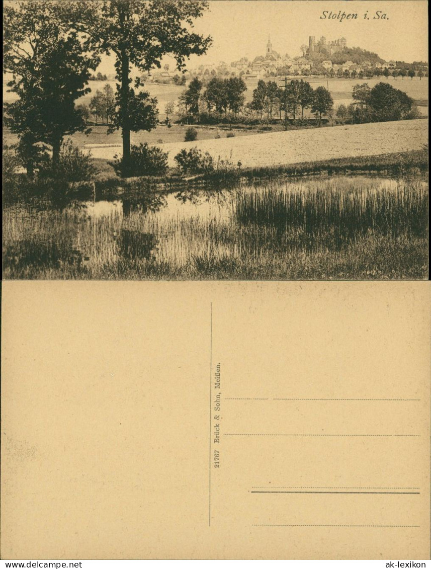 Ansichtskarte Stolpen Wasserpartie Und Stadt 1913  - Stolpen