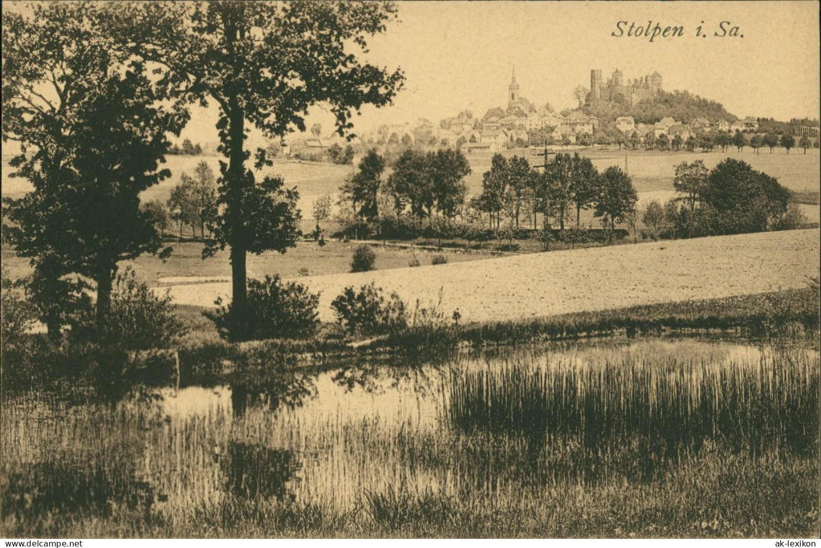 Ansichtskarte Stolpen Wasserpartie Und Stadt 1913  - Stolpen