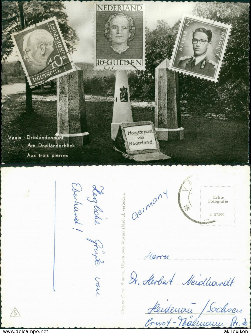 Postkaart Vaals Dreiländerblick 3 Briefmarken - Grenze 1959  - Vaals