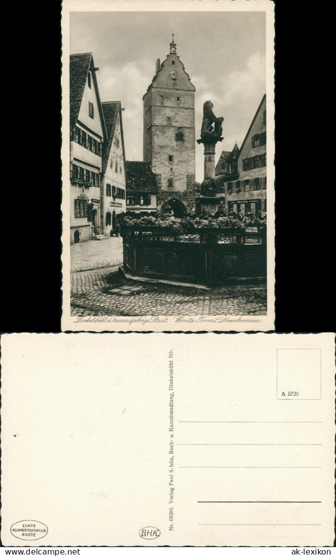 Ansichtskarte Dinkelsbühl Wörnitz-Tor, Löwenbrunnen 1934 - Dinkelsbühl