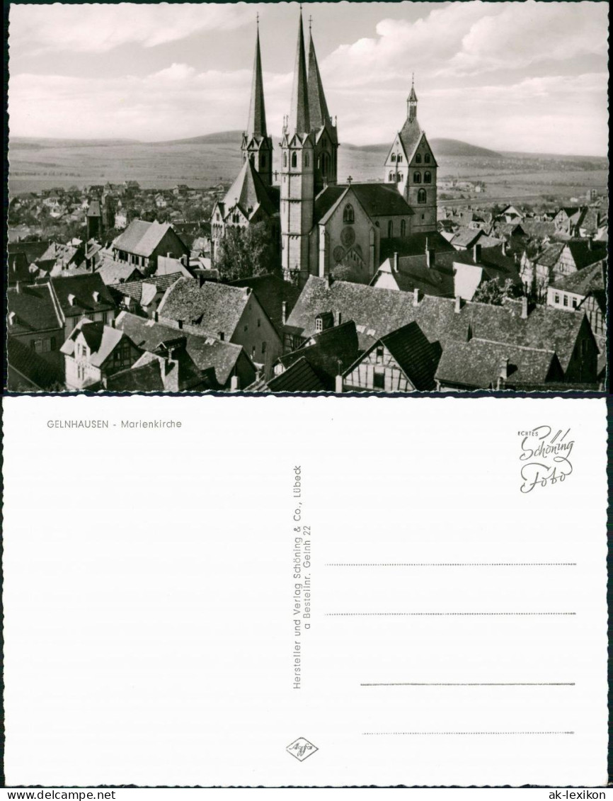 Gelnhausen Ortsmitte Stadtmitte Mit Kirche, Marienkirche, Panorama Blick 1960 - Gelnhausen