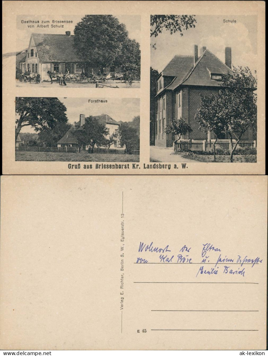 Briesenhorst Wąbrzeźno Gasthaus, Schule, Straße Gorzów   Landsberg Warthe 1924 - Neumark