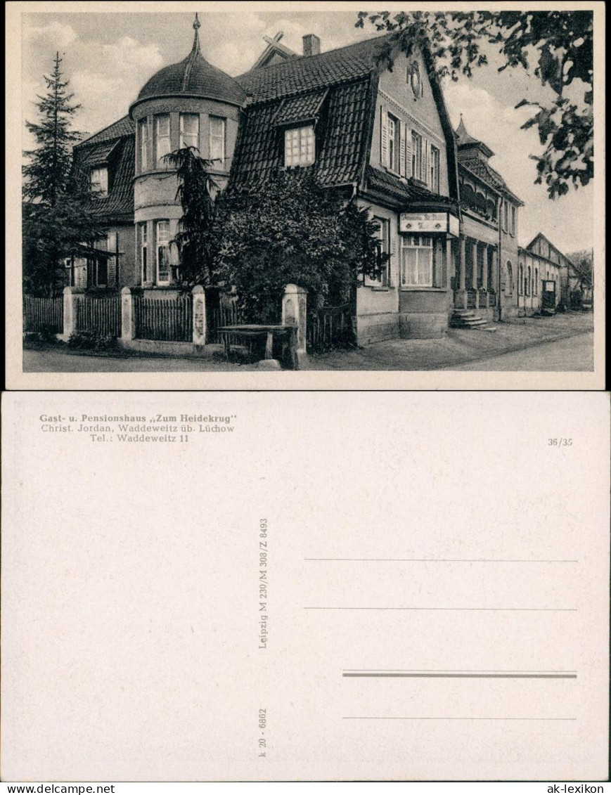 Ansichtskarte Waddeweitz-Lüchow (Wendland) Gasthaus Zum Heidekrug 1940 - Luechow