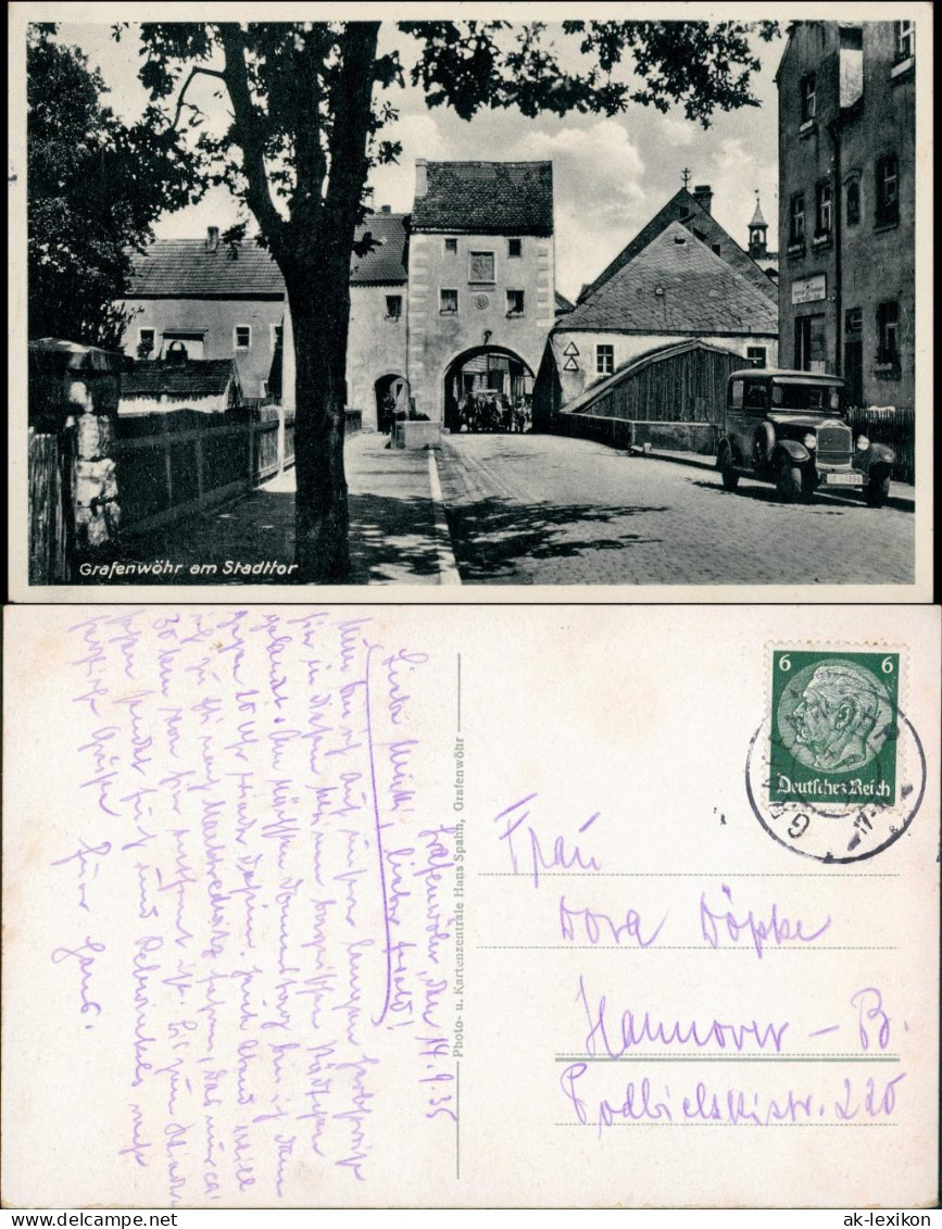 Ansichtskarte Grafenwöhr Straße, Auto - Stadttor 1937 - Grafenwöhr