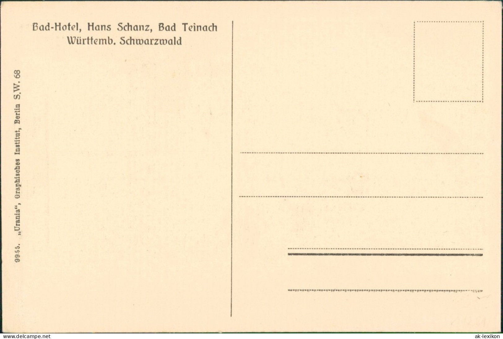 Ansichtskarte Bad Teinach-Zavelstein Bad Hotel - Hans Schanz 1922 - Bad Teinach