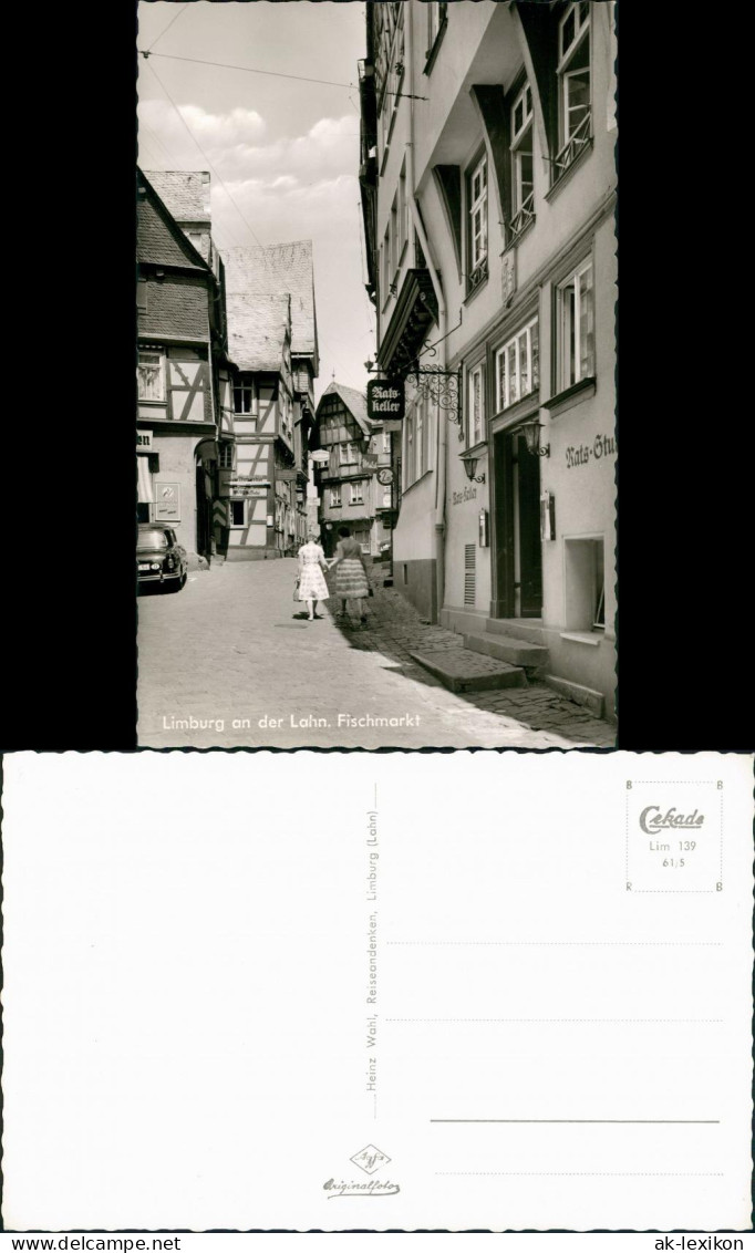 Limburg (Lahn) Fischmarkt, Ratskeller Lokal, Frauen, Auto, 1961 - Limburg