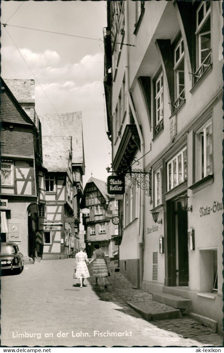 Limburg (Lahn) Fischmarkt, Ratskeller Lokal, Frauen, Auto, 1961 - Limburg