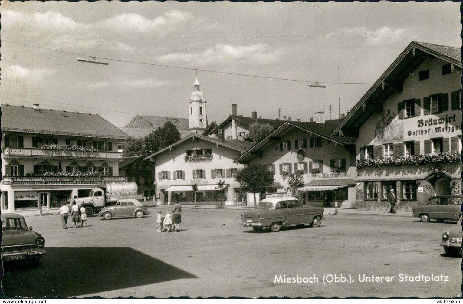 Miesbach Stadtplatz Mit Gasthof, Div. Autos Ua. Auto VW Käfer 1963 - Miesbach