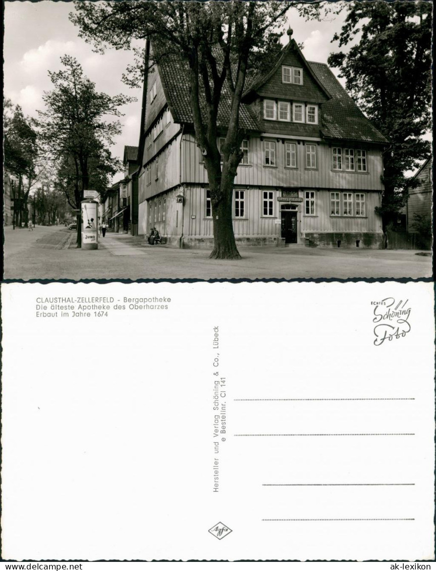 Clausthal-Zellerfeld Älteste Apotheke Oberharz Bergapotheke, Litfaßsäule 1960 - Clausthal-Zellerfeld