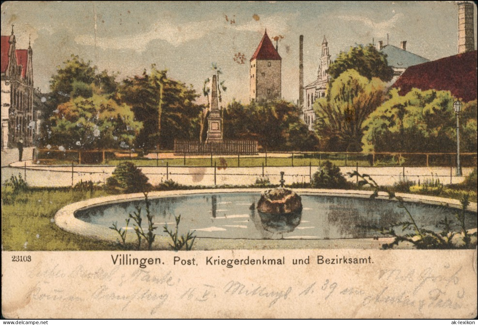 Villingen-Villingen-Schwenningen Kriegerdenkmal, Post, Bezirksamt 1903 - Villingen - Schwenningen