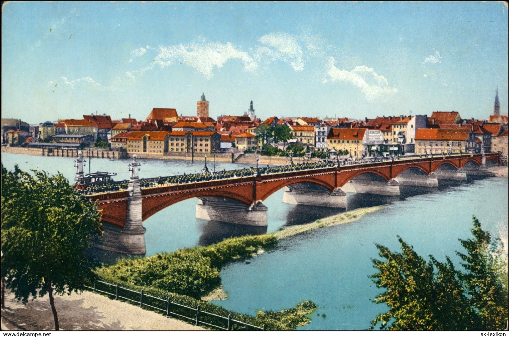 Ansichtskarte Frankfurt (Oder) Oderbrücke - Stadt 1914 - Frankfurt A. D. Oder