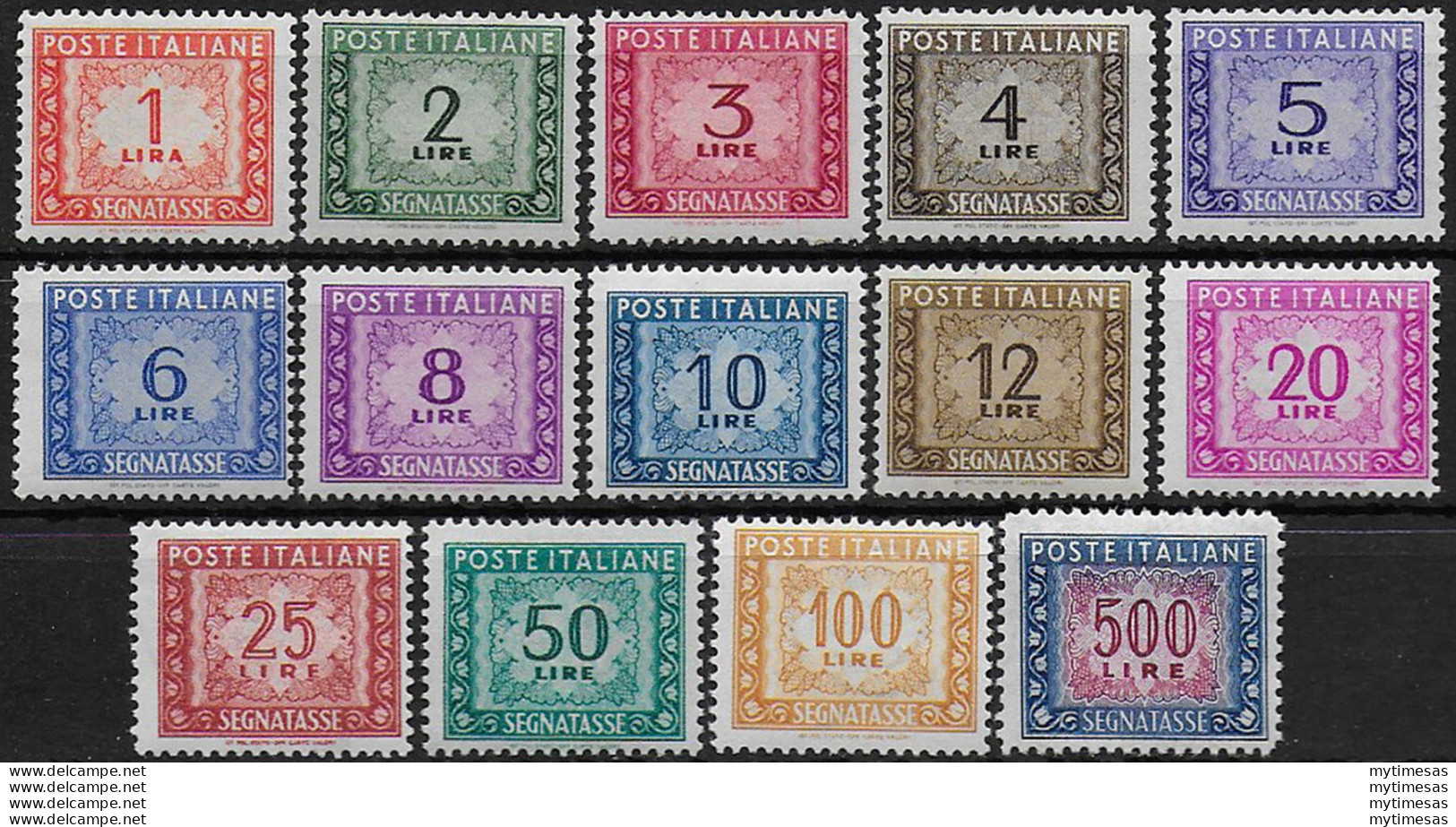 1947-54 Italia Segnatasse 14v. Mc MNH Sassone N. 97/110 - Otros & Sin Clasificación