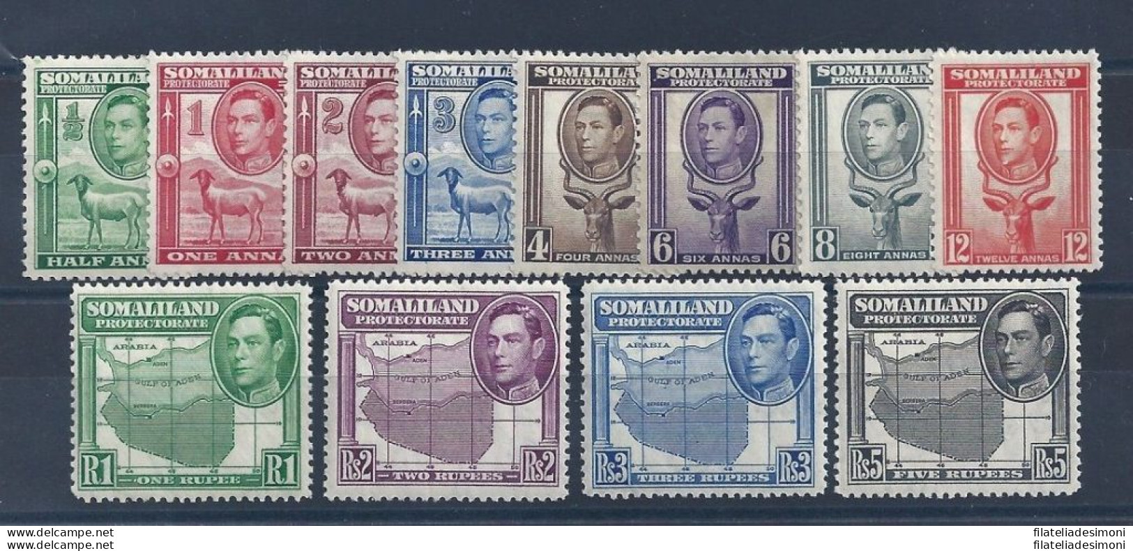 1938 SOMALILAND - SG 93/104 Giorgio VI E Animali 12 Valori MLH/MNH */** - Other & Unclassified