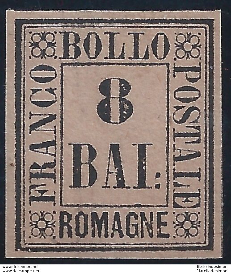 1859 Romagne, N° 8 - 8baj Rosa MLH* Siglato A.Diena - Romagna