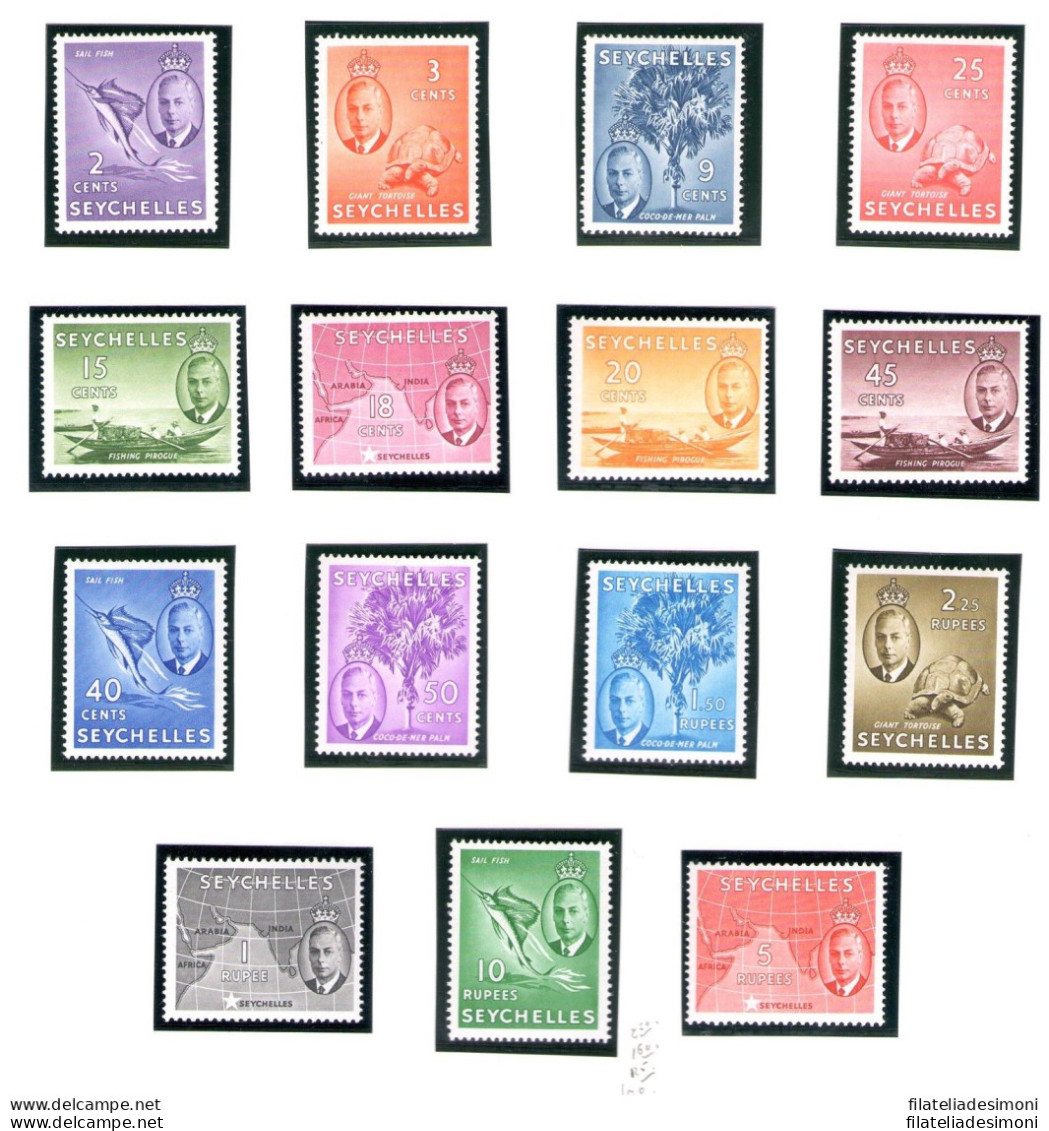 1952 SEYCHELLES Giorgio VI° Set Of 15 SG N° 158/172 MNH** - Autres & Non Classés