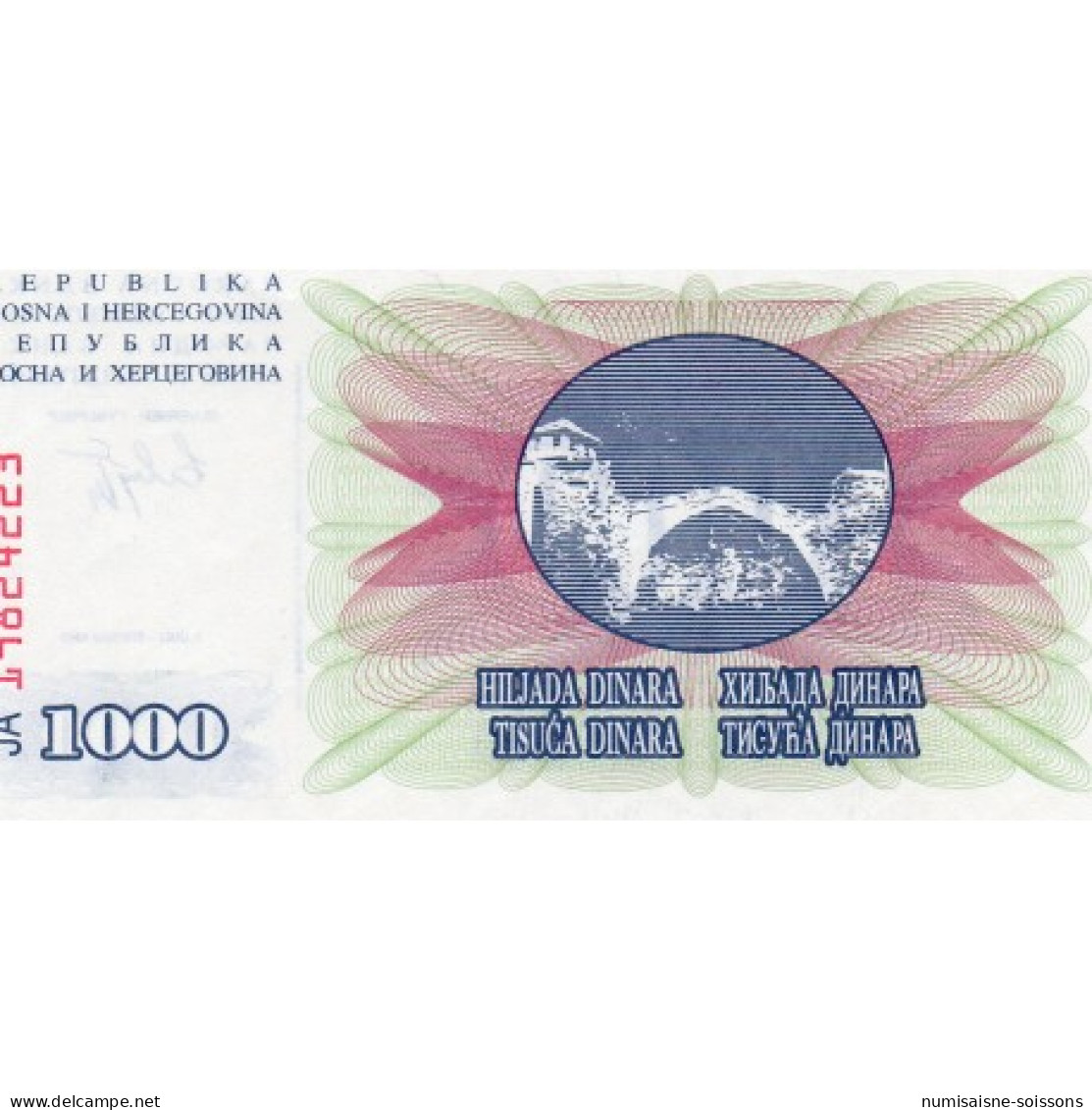 BOSNIE HERZEGOVINE - PICK 15 A - 1.000 DINARA - 01/07/1992 - Bosnien-Herzegowina