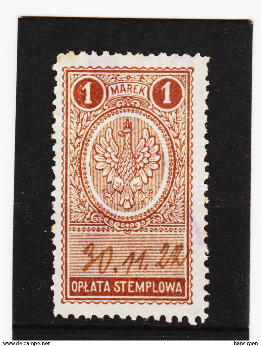 CAO516 P O L E N 1922 OPLATA STEMPLOWA 1 MAREK  Gestempelt SIEHE ABBILDUNG - Revenue Stamps