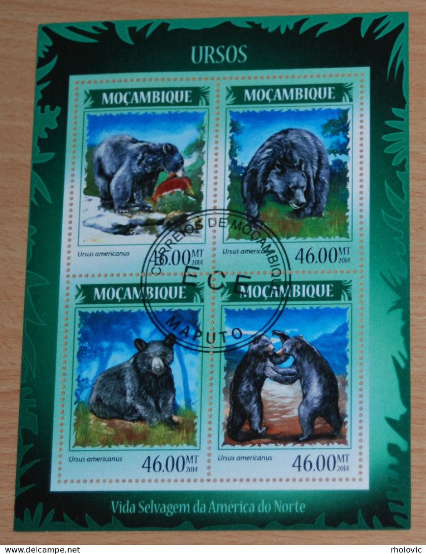 MOZAMBIQUE 2014, Bears, Animals, Fauna, Miniature Sheet, Used - Ours
