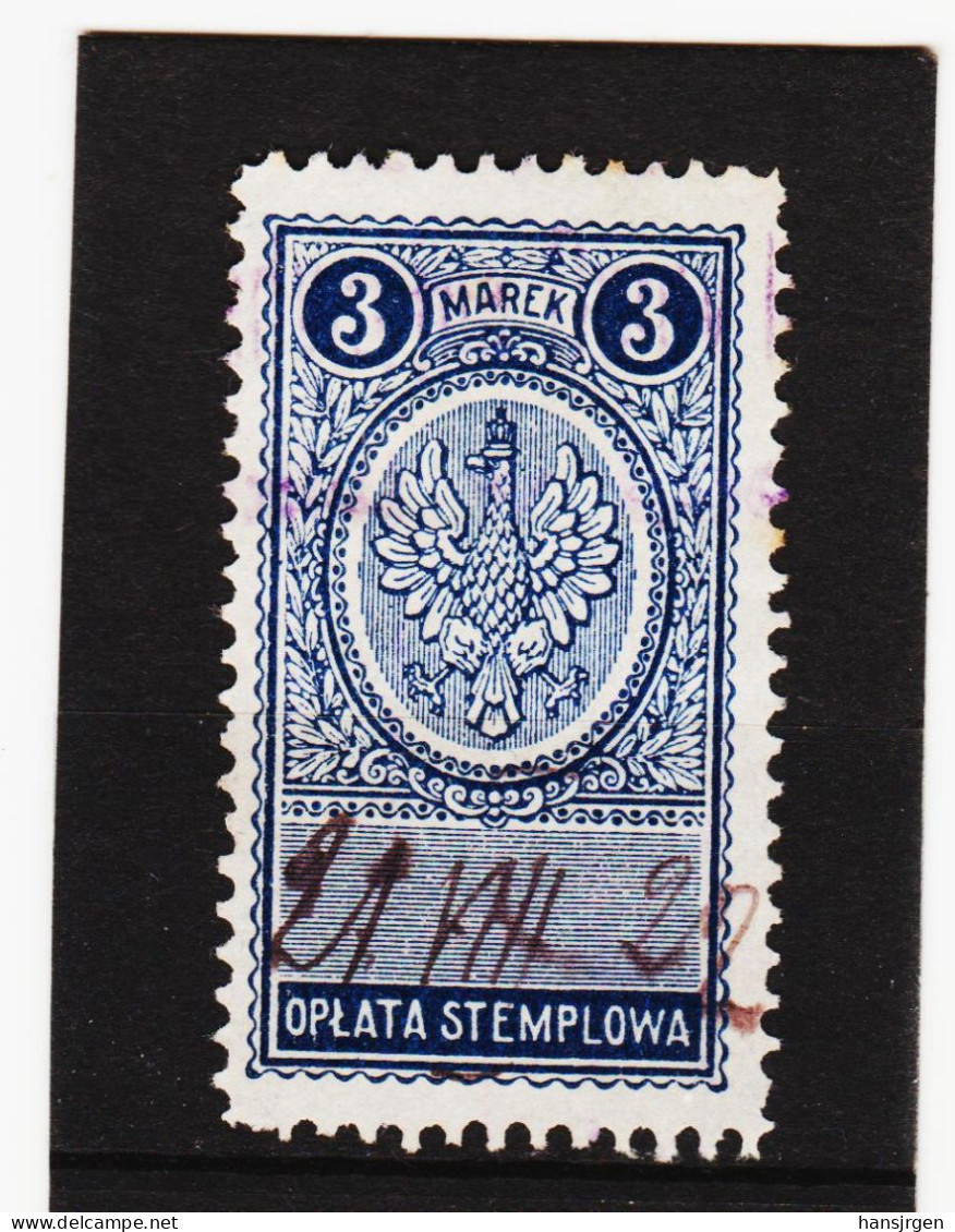 CAO518 P O L E N 1920 OPLATA STEMPLOWA  3 MAREK  Gestempelt SIEHE ABBILDUNG - Revenue Stamps