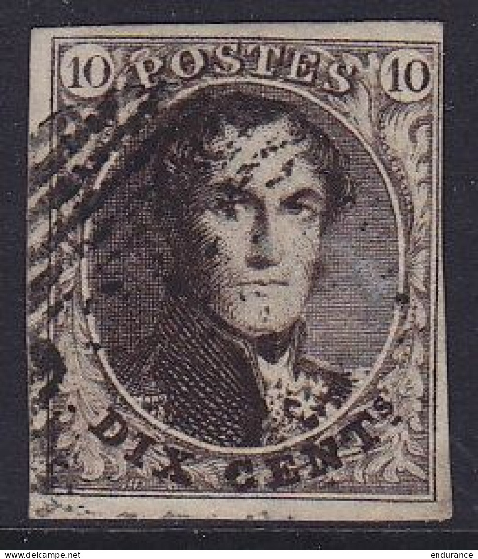 Belgique - N°4 Médaillon Léopold Ier 10c Brun Papier épais - Oblit. - 1849-1850 Medallions (3/5)