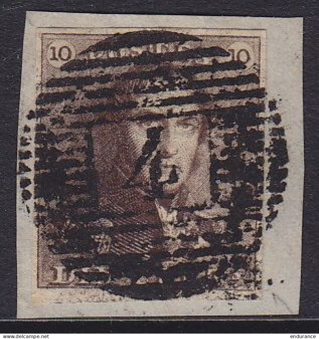 Belgique - N°1 Epaulette 10c Brun Léopold Ie 1849 Margé TB Oblit. Centrale Direction 4 ANVERS Sur Fragment - 1849 Epaulettes