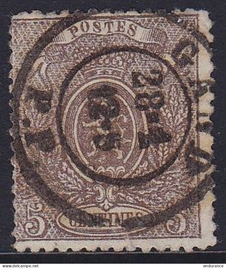 Belgique - N°25  Petit Lion Dentelé 5c Brun Oblit. Centrale "GAND /28-1/ P.P." (imprimés) - 1866-1867 Petit Lion (Kleiner Löwe)