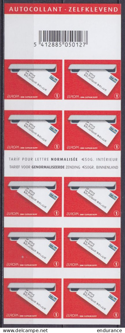 Carnet B90 Non Dentelé ** Europa La Lettre 2008 (numéro Au Dos) - 2001-…