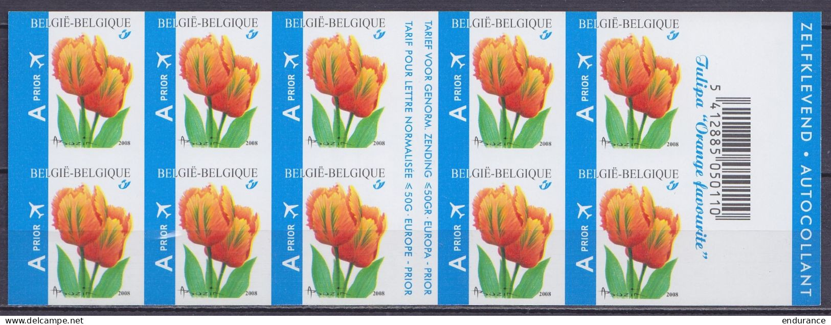 Carnet B92 Non Dentelé ** Fleurs De Buzin  Tulipe Orange 2008 (numéro Au Dos) - 2001-…