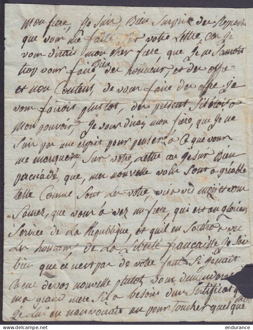 L. Datée 19 Pluviöse An 2 (7 Février 1794) De BOSSU Pour SEDAN - Griffe "7/ MARIEMBOURG - Port "II" - 1794-1814 (Periodo Francese)