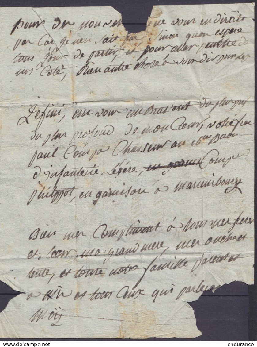 L. Datée 19 Pluviöse An 2 (7 Février 1794) De BOSSU Pour SEDAN - Griffe "7/ MARIEMBOURG - Port "II" - 1794-1814 (Periodo Frances)