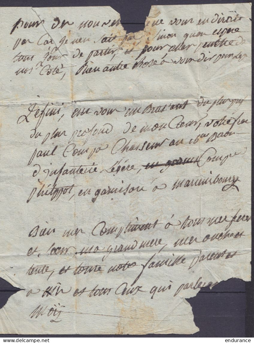 L. Datée 19 Pluviöse An 2 (7 Février 1794) De BOSSU Pour SEDAN - Griffe "7/ MARIEMBOURG - Port "II" - 1794-1814 (Période Française)