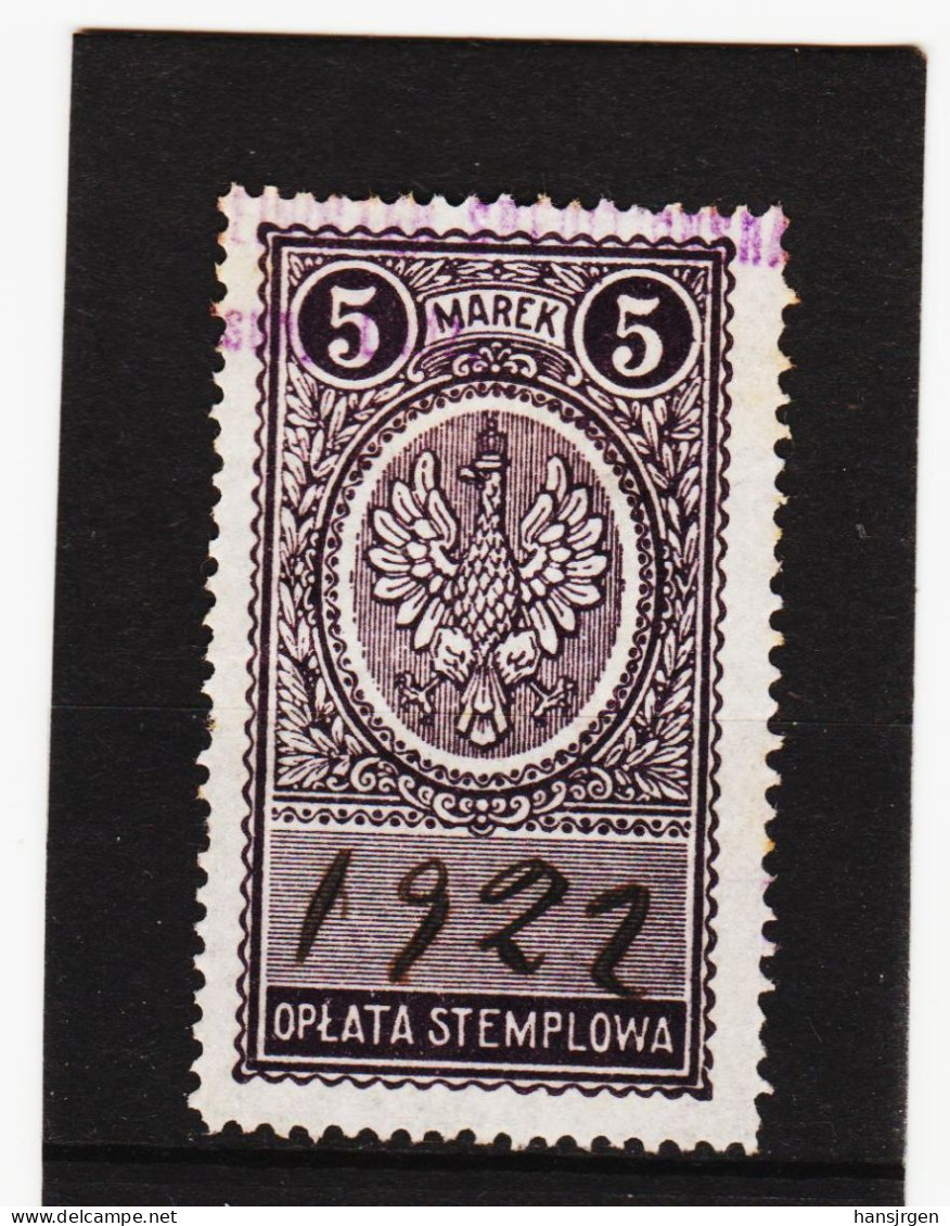 CAO519 P O L E N 1922 OPLATA STEMPLOWA  5 MAREK  Gestempelt SIEHE ABBILDUNG - Errors & Oddities