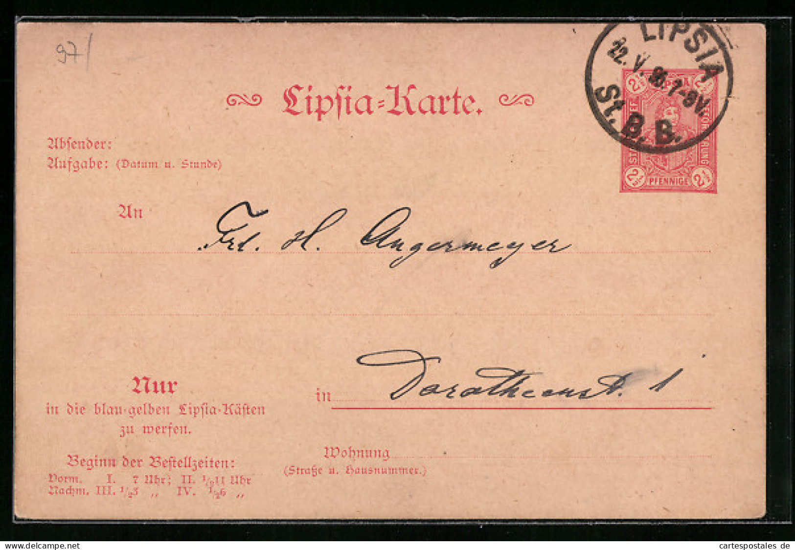 AK Leipzig, Lipsia-Karte, Private Stadtpost  - Briefmarken (Abbildungen)