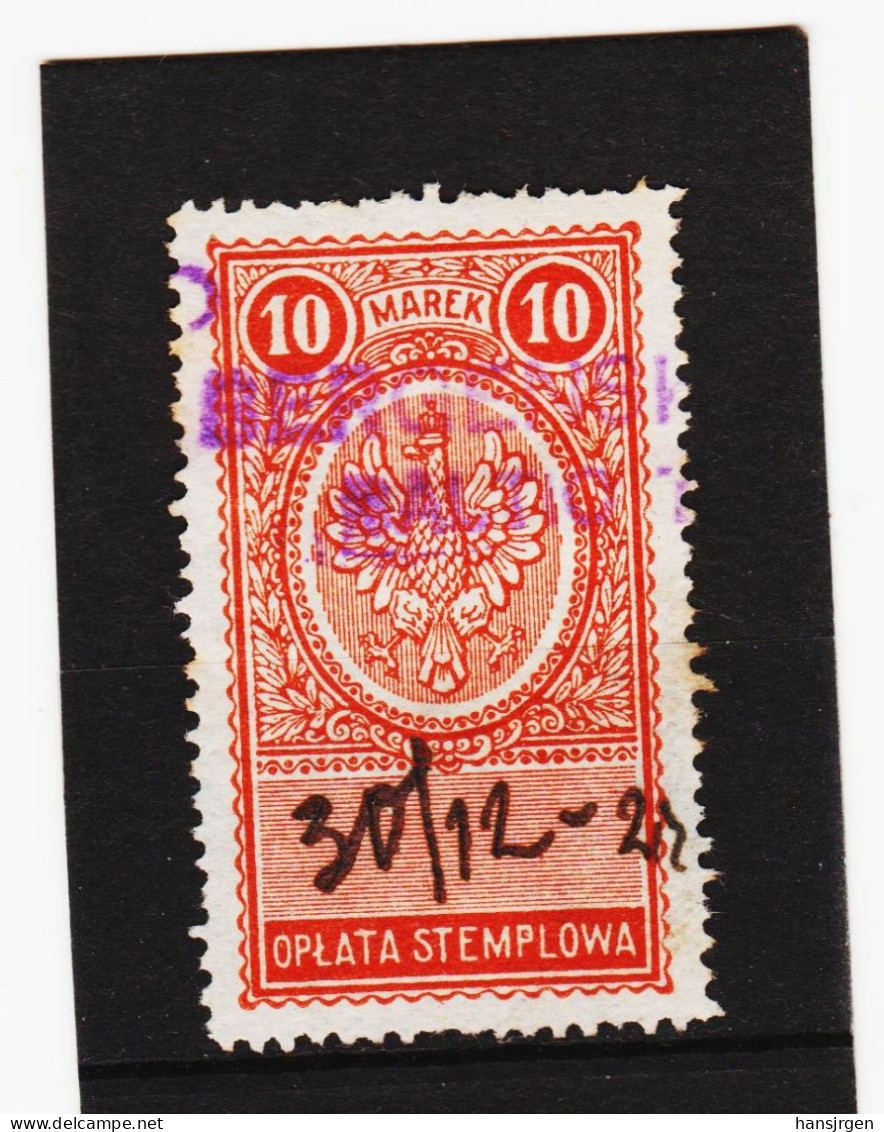 CAO520 P O L E N 1920 OPLATA STEMPLOWA  10 MAREK  Gestempelt SIEHE ABBILDUNG - Revenue Stamps