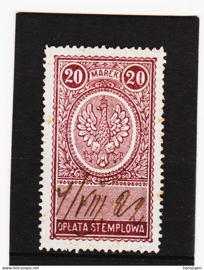 CAO521 P O L E N 1920 OPLATA STEMPLOWA  20 MAREK  Gestempelt SIEHE ABBILDUNG - Revenue Stamps
