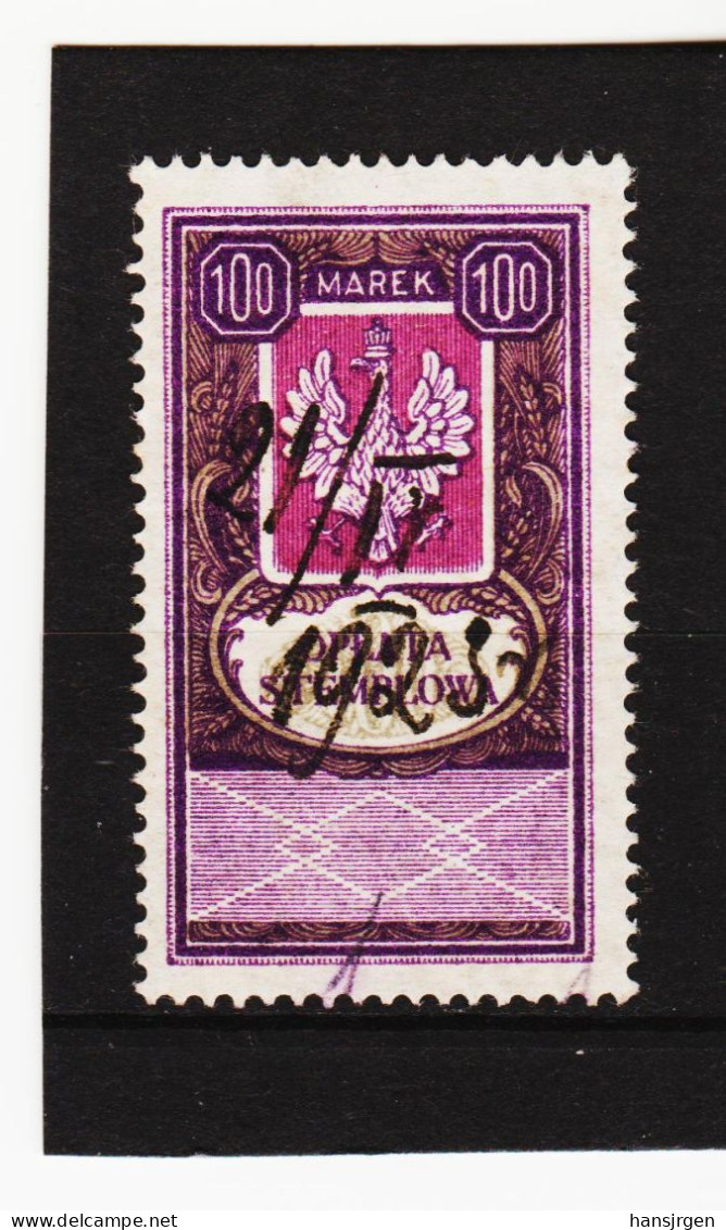 CAO523 P O L E N 1923 OPLATA STEMPLOWA  100 MAREK  Gestempelt SIEHE ABBILDUNG - Revenue Stamps