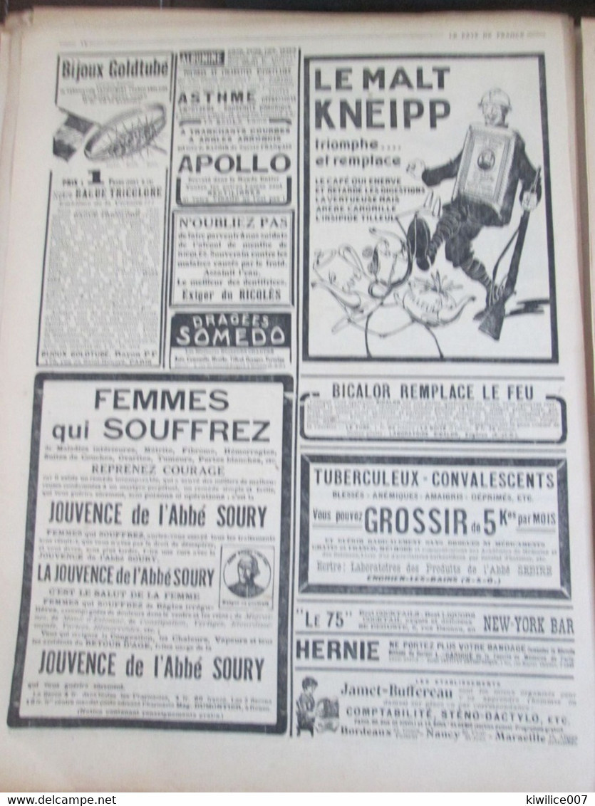 Publicité  Médicaments   1916  Urodonal   Pagéol   Globéol   Gyraldose Kneipp Aspirine      Abbé Hamon Cure - Ohne Zuordnung