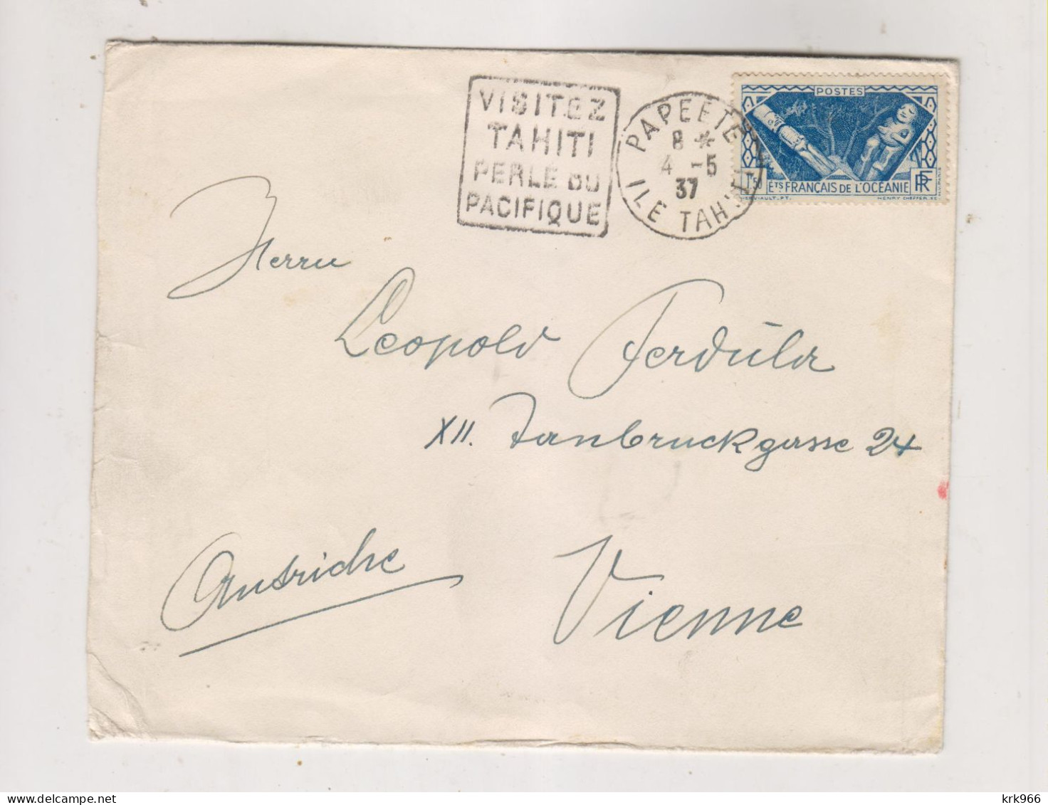 TAHITI PAPEETE 1937 Nice Cover To Austria - Tahití