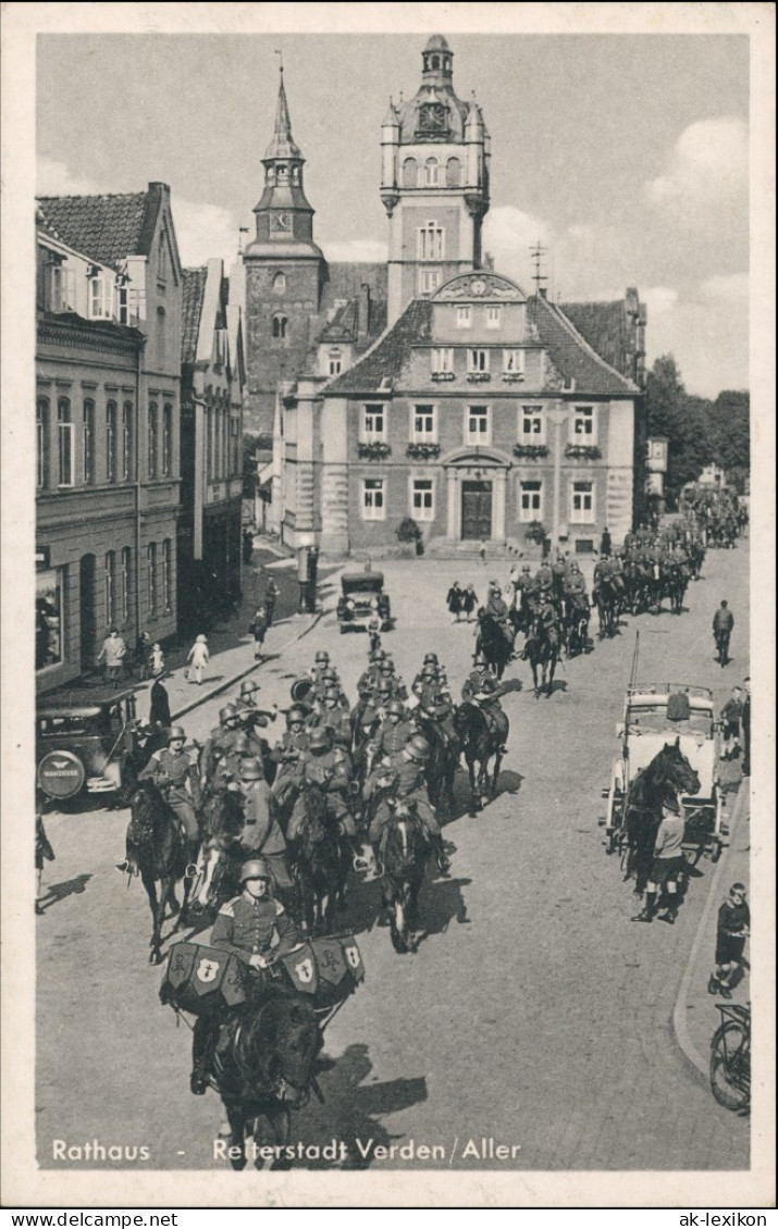 Ansichtskarte Verden (Aller) Straße - Reiter Wehrmacht - Gel. Feldpost 1941 - Verden