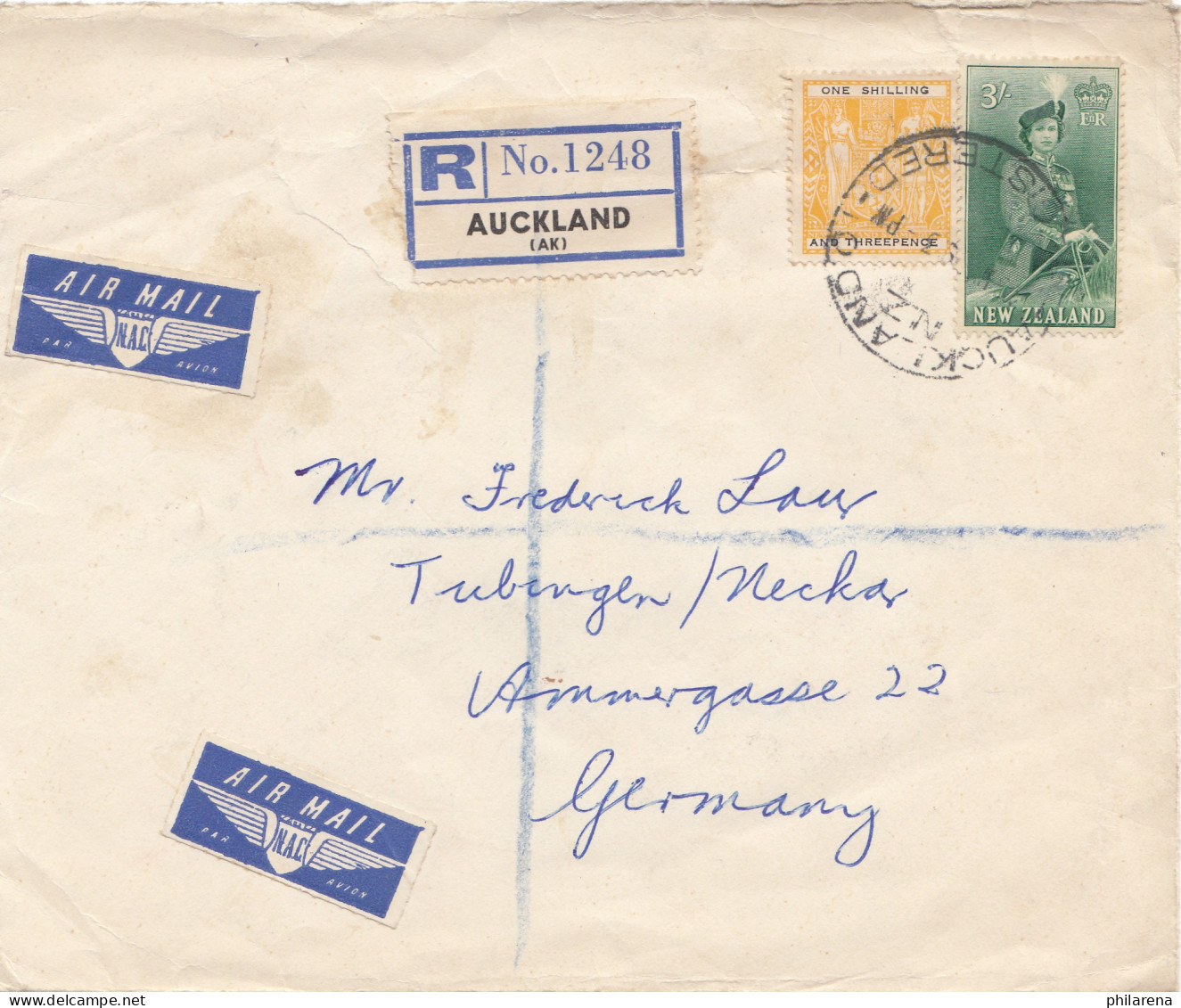 New Zealand: 1959 Registered Air Mail From Auckland To Germany - Other & Unclassified