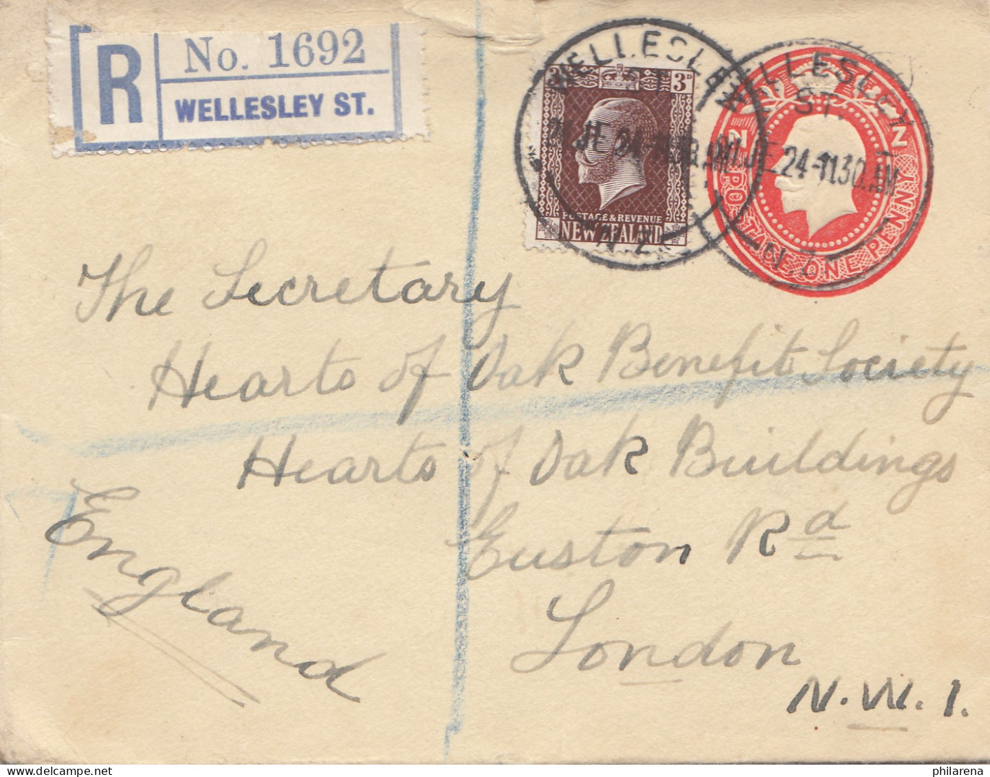 New Zealand Registered Cover To London - Autres & Non Classés