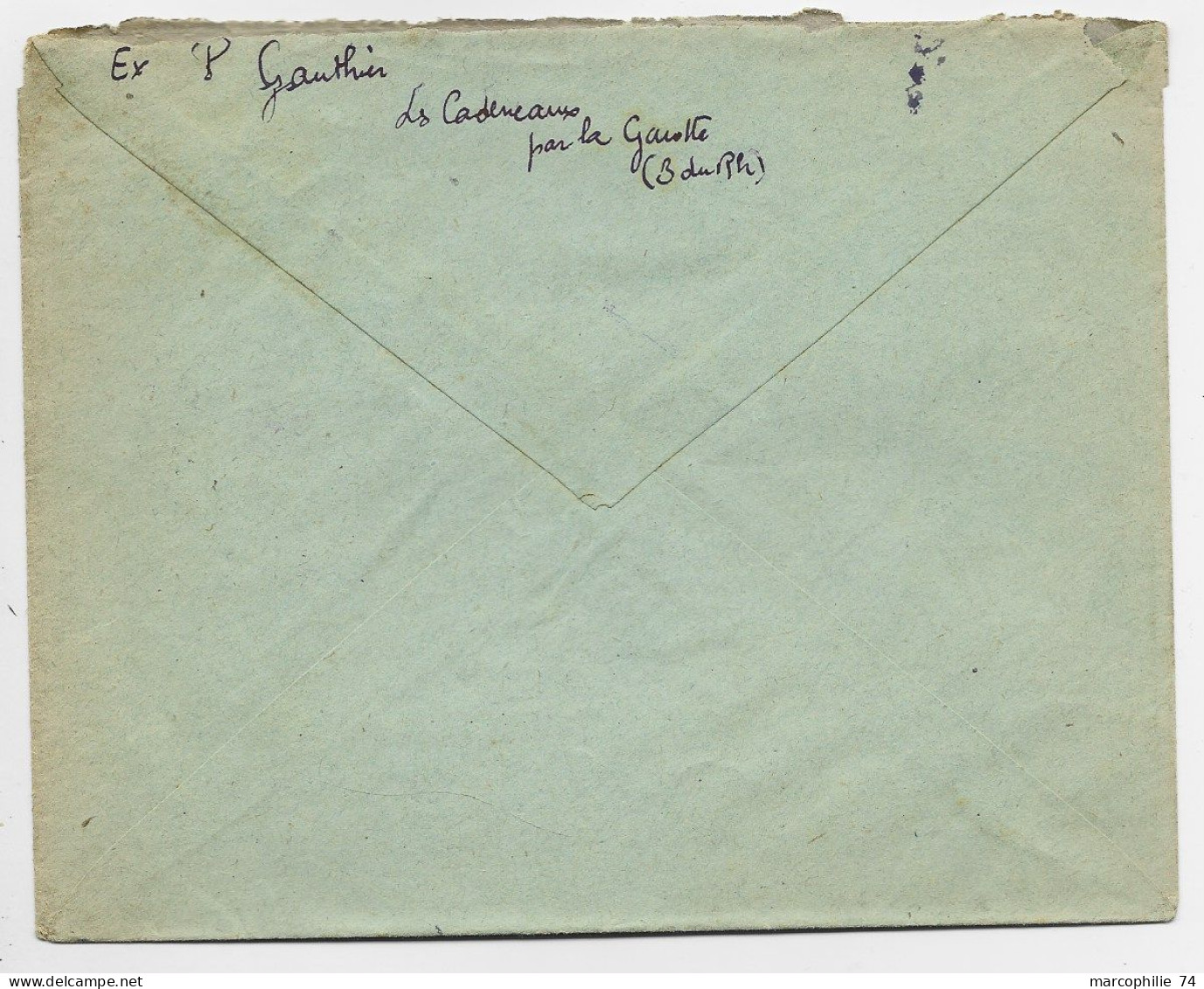 GANDON 5FR VERTX3 719 LETTRE REC PROVISOIRE C.PERLE LA GAVOTTE 5.4.1947 BCHES DU RHONE - 1945-54 Marianne De Gandon