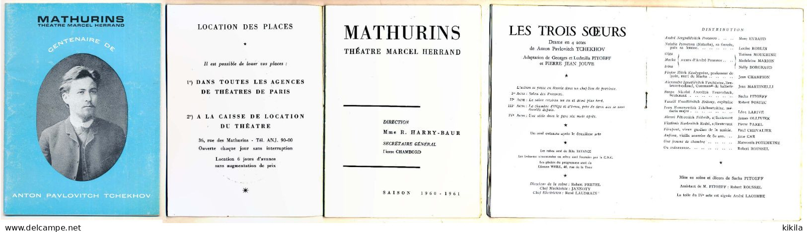 Livret Programme THEATRE Des MATHURINS Marcel Herrand Centenaire De TCHEKHOF Saison 1960-61 Les Trois Sœurs - Programmes