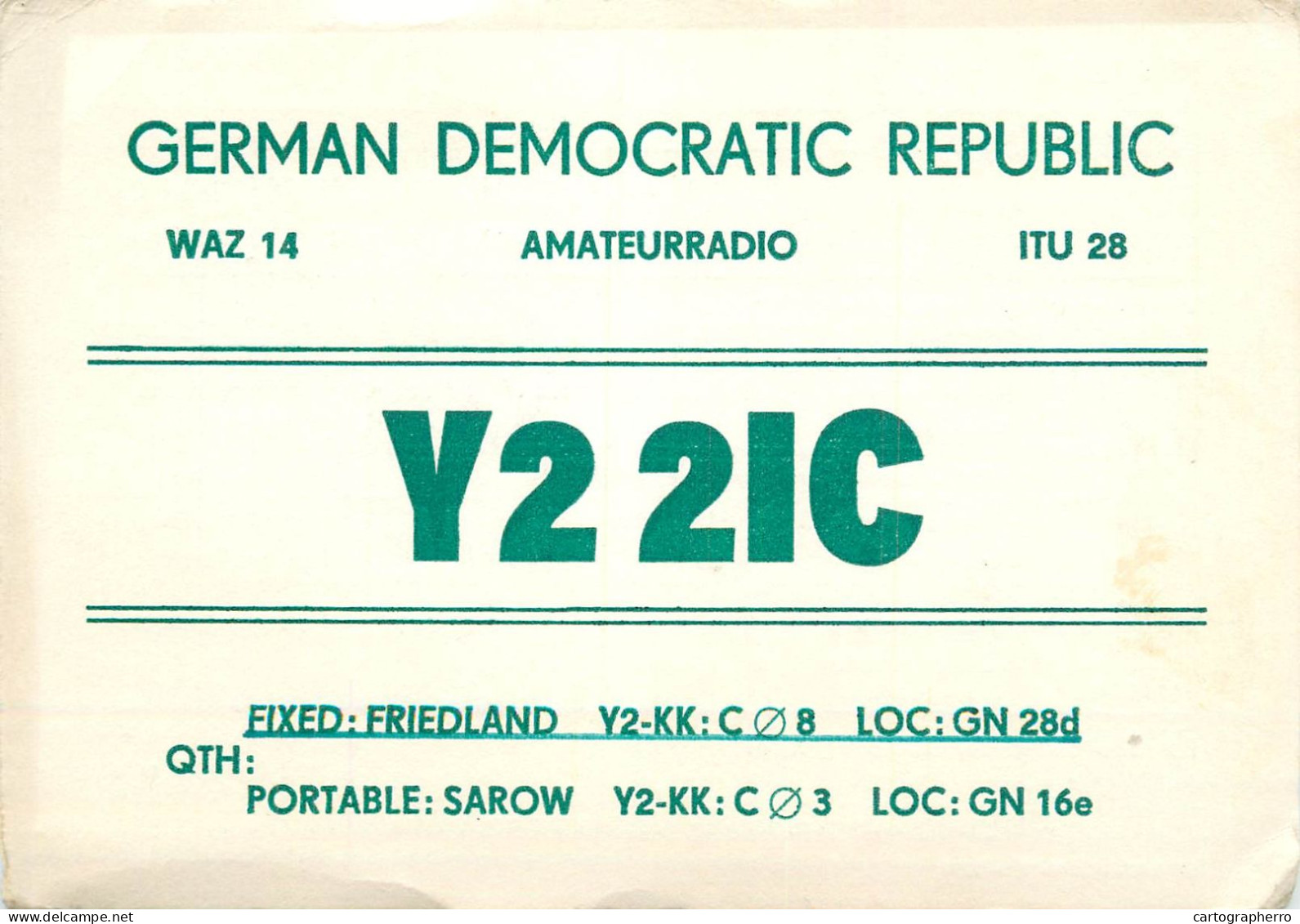 German Democtaric Republic Radio Amateur QSL Card Y22IC Y03CD 1988 - Radio Amateur